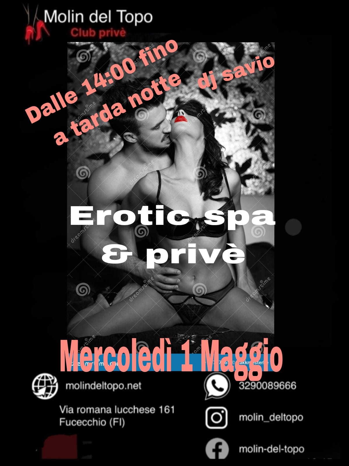 Mercoledì 1 Maggio – Erotic Spa e Privè – Dalle 14:00 fino a tarda notte