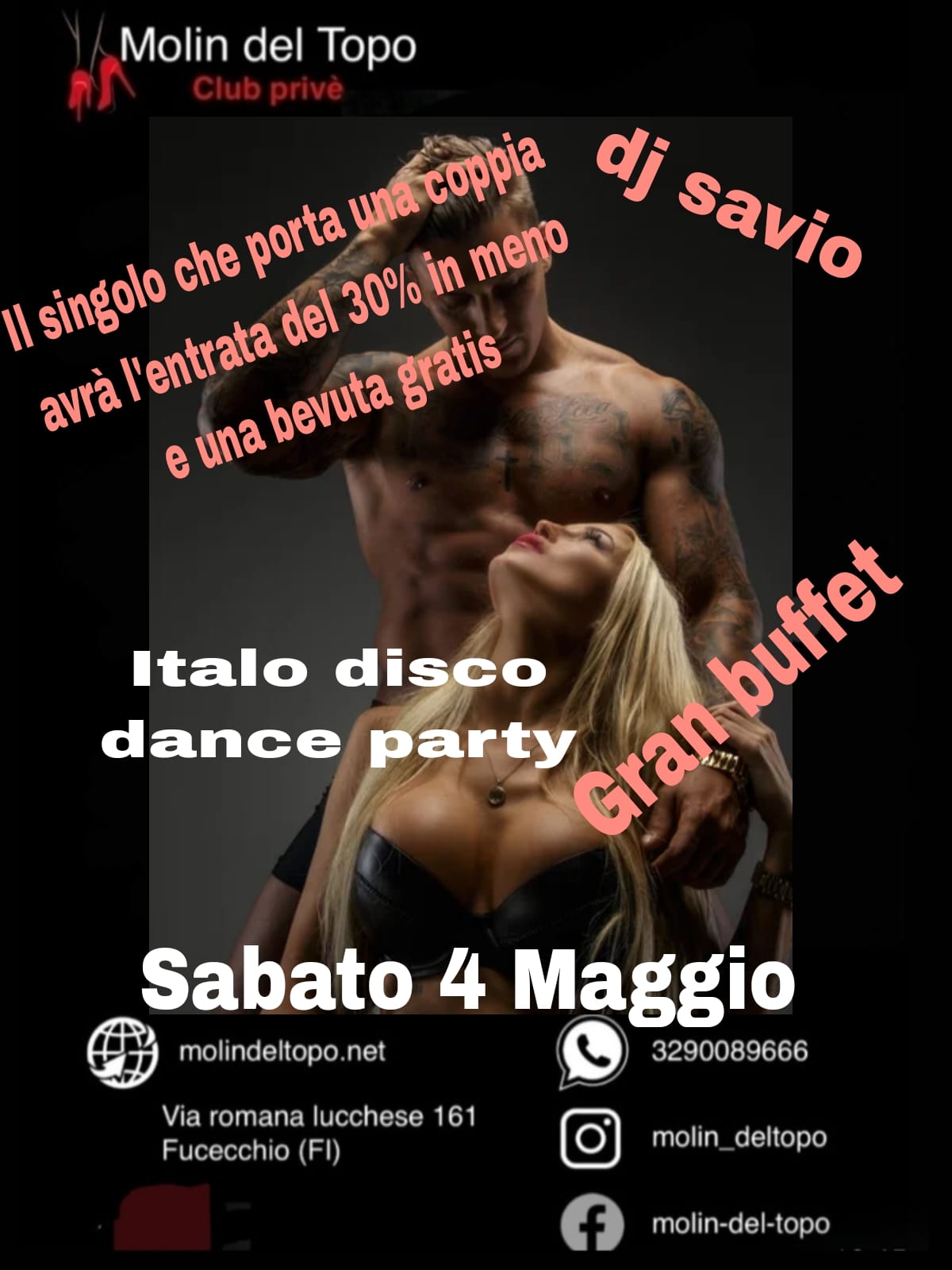 Sabato 4 Maggio – Grand buffet – Italo disco dance party –
